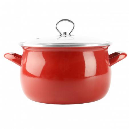 Komplet garnków emaliowanych czerwonych Helena 3 / 4L z czajnikiem Florian 2,5L SILESIA EMALIA - 2