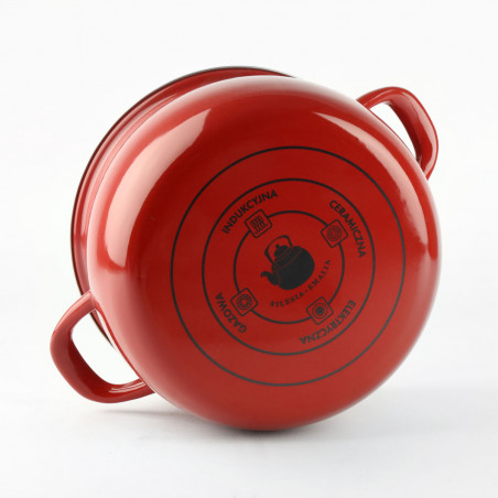 Komplet garnków emaliowanych czerwonych Helena 3 / 4L z czajnikiem Florian 2,5L SILESIA EMALIA - 8