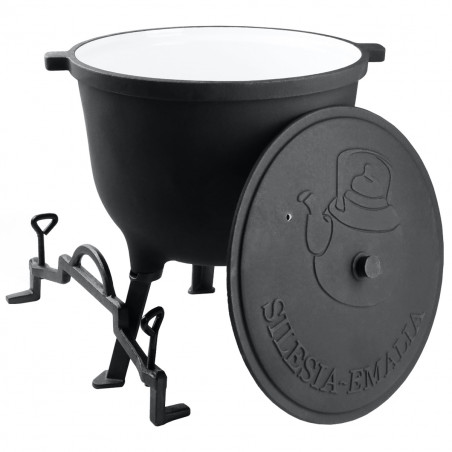 Kociołek żeliwny 10L garnek myśliwski węgierski emaliowany wewnątrz SILESIA EMALIA - 1