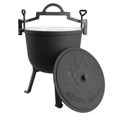 Kociołek żeliwny 4L garnek myśliwski węgierski emaliowany wewnątrz + łyżka SILESIA EMALIA - 2