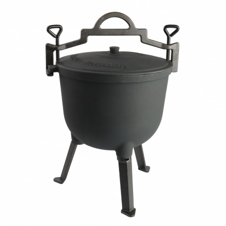 Kociołek żeliwny 4L garnek myśliwski węgierski emaliowany wewnątrz + łyżka SILESIA EMALIA - 4