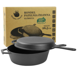 Patelnia rondel żeliwna 2w1 ELŻBIETA 26,5 cm