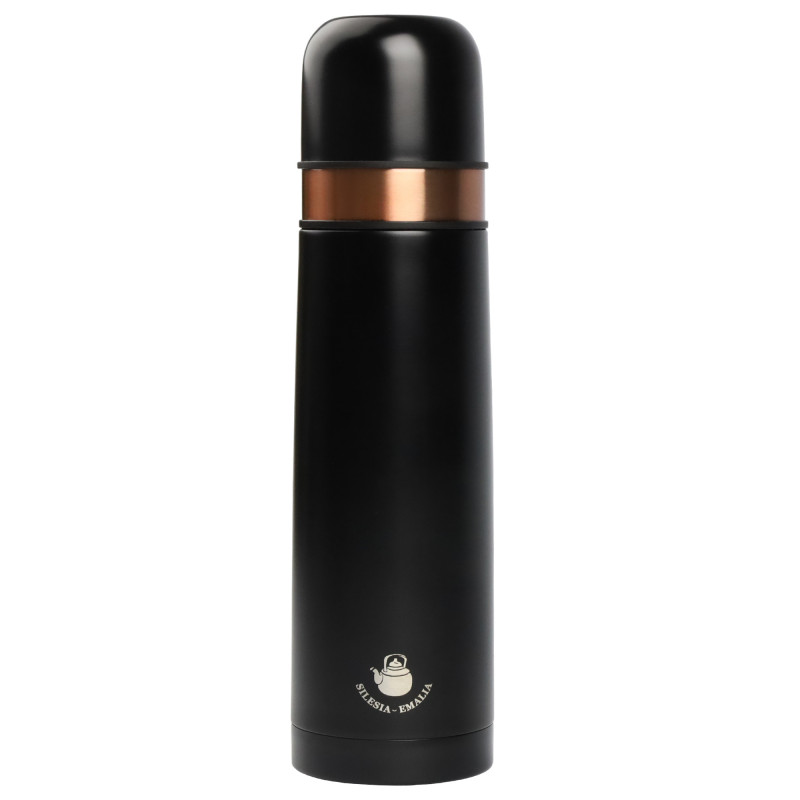 Termos ze stali nierdzewnej 2 kubki czarny 1000ml SILESIA EMALIA - 2