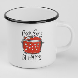 Kubek emaliowany Cook Eat & Be Happy 1L