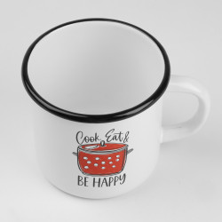 Kubek emaliowany Cook Eat & Be Happy 1L