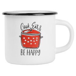 Kubek emaliowany Cook Eat & Be Happy 1L