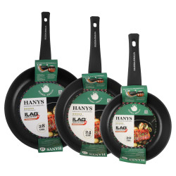 Zestaw 3 patelni aluminiowych HANYS 20 / 24 / 28cm NON-STICK INDUKCJA GAZ