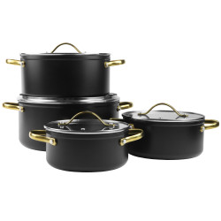 Komplet garnków aluminiowych HANYS 1,9L / 2,7L / 4,7L / 7,5L GRANIT NON-STICK INDUKCJA GAZ