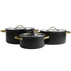 Komplet garnków aluminiowych HANYS 1,9L / 2,7L / 4,7L + patelnia 24 cm GRANIT NON-STICK INDUKCJA GAZ