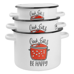 Komplet 3 garnków gładkich Cook Eat & Be Happy 2 / 3 / 4,5L