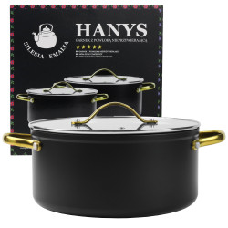 Garnek aluminiowy granitowy HANYS 7,5L NON-STICK INDUKCJA GAZ SILESIA EMALIA - 1