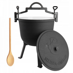 Kociołek żeliwny 4L garnek myśliwski węgierski emaliowany wewnątrz + łyżka SILESIA EMALIA - 1