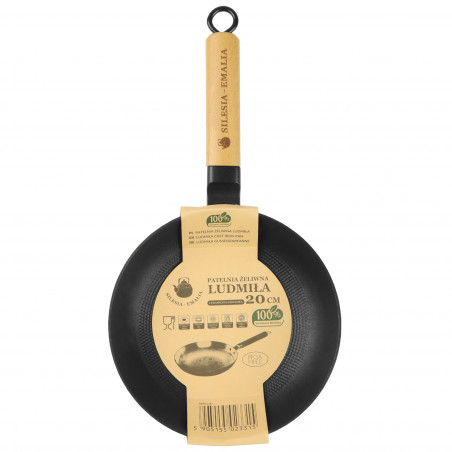 Zestaw patelni żeliwnych z drewnianą rączką LUDMIŁA 20cm + 24cm + 26cm SILESIA EMALIA - 3