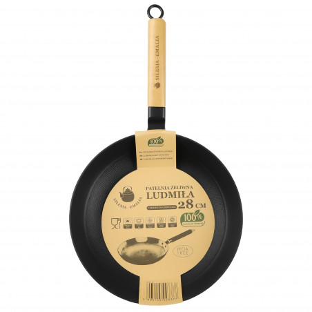 Zestaw patelni żeliwnych z drewnianą rączką LUDMIŁA 20cm + 24cm + 26cm SILESIA EMALIA - 2