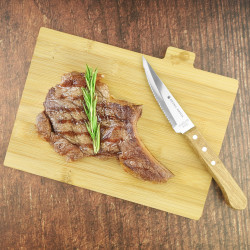 Komplet 4 noży zestaw noży do steków do burgerów z drewnianą rączką