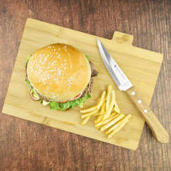 Komplet 4 noży zestaw noży do steków do burgerów z drewnianą rączką