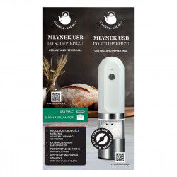 Młynek do pieprzu do soli ceramiczny elektryczny USB biały