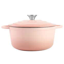 Garnek żeliwny do z pokrywą RÓŻOWY 24 cm DO CHLEBA PIECZENIA GOTOWANIA