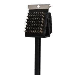 Szczotka do grilla 3w1 z drucianym włosiem, skrobakiem i gąbką czyszczącą 34.5x9.5cm