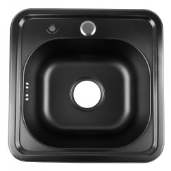 Zlewozmywak zlew stalowy kwadratowy 38x38x18cm SYFON WYLEWSKA CZARNY