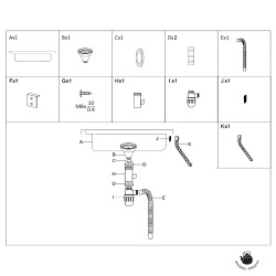 Zlewozmywak zlew stalowy z baterią kwadratowy 38x38x18cm SYFON WYLEWSKA CZARNY