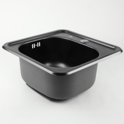 Zlewozmywak zlew stalowy z baterią kwadratowy 38x38x18cm SYFON WYLEWSKA CZARNY