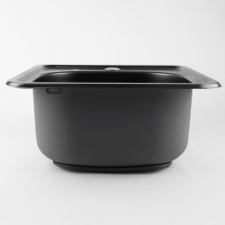 Zlewozmywak zlew stalowy z baterią kwadratowy 38x38x18cm SYFON WYLEWSKA CZARNY