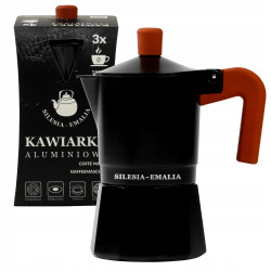 Kawiarka zaparzacz do kawy aluminiowy 150ml czarno - ceglasty