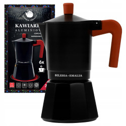Kawiarka zaparzacz do kawy aluminiowy 300ml czarno - ceglasty