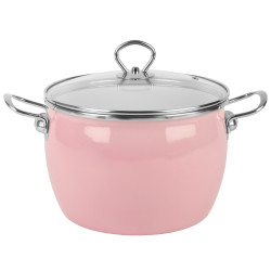 Garnek emaliowany tradycyjny MARYNA 4l różowy INDUKCJA GAZ