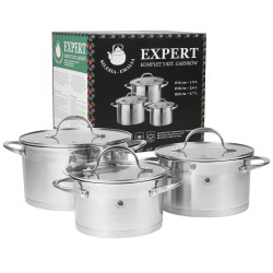 Komplet garnków stalowych EXPERT 6 elementowy INDUKCJA GAZ