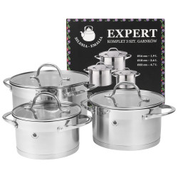 Komplet garnków stalowych EXPERT 6 elementowy INDUKCJA GAZ