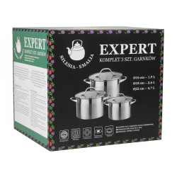 Komplet garnków stalowych EXPERT 6 elementowy INDUKCJA GAZ