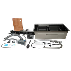 Zlewozmywak zlew stalowy wielofunkcyjny 75x45 cm deszczownica ociekacz wodospad czarny