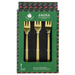 Komplet widelczyków do ciasta 6 sztuk JAGNA złote