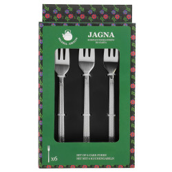 Komplet widelczyków do ciasta 6 sztuk JAGNA srebrne