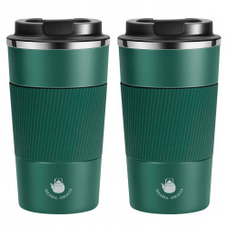 2x Kubek termiczny termos gorące napoje do 12H KAWA HERBATA SZCZELNY 500ml ZIELONY