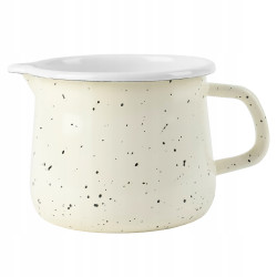 Kubek dzbanek emaliowany 1,1L na mleko z dziubkiem wylewką kremowy