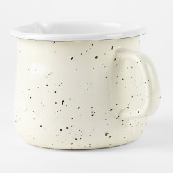 Kubek dzbanek emaliowany 1,1L na mleko z dziubkiem wylewką kremowy