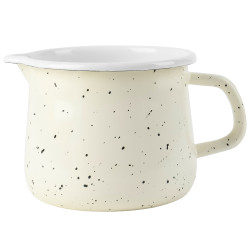 Kubek dzbanek emaliowany 1,7L z dziubkiem wylewką kremowy