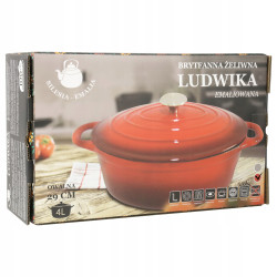 Brytfanna żeliwna emaliowana 29cm czerwona INDUKCJA GAZ PIEKARNIK