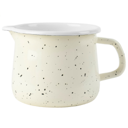 Kubek dzbanek emaliowany 1,7L z dziubkiem wylewką kremowy