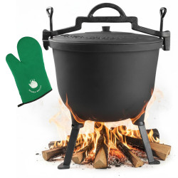 Kociołek żeliwny 8L garnek myśliwski węgierski żeliwny RĘKAWICA