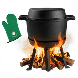 Kociołek żeliwny garnek patelnia 3w1 myśliwski 8L