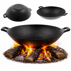 Patelnia żeliwna WOK z dwoma rączkami 30cm INDUKCJA KUCHNIA TAJSKA