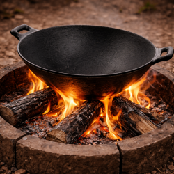 Patelnia żeliwna WOK z dwoma rączkami 30cm INDUKCJA KUCHNIA TAJSKA