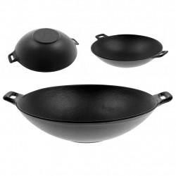 Patelnia żeliwna WOK z dwoma rączkami 30cm INDUKCJA KUCHNIA TAJSKA