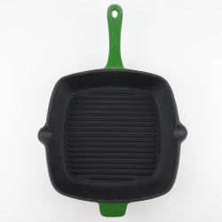 Patelnia żeliwna grillowa 26cm INDUKCJA GAZ ZIELONA