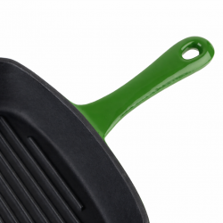 Patelnia żeliwna grillowa 26cm INDUKCJA GAZ ZIELONA