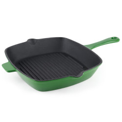 Patelnia żeliwna grillowa 26cm INDUKCJA GAZ ZIELONA